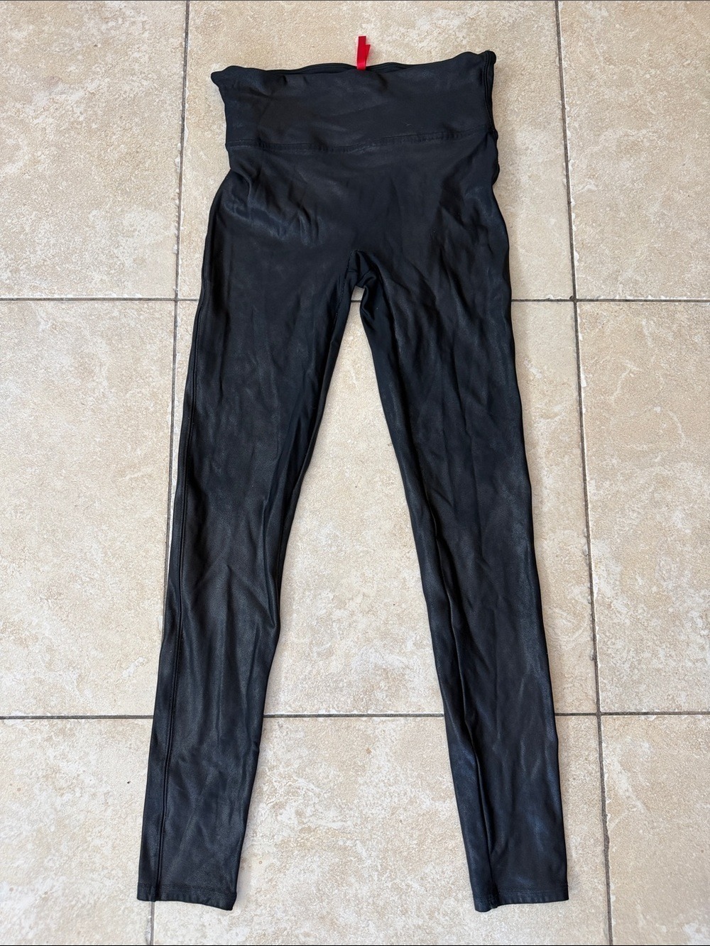 SPANX Black Leggings Red Logo Tag